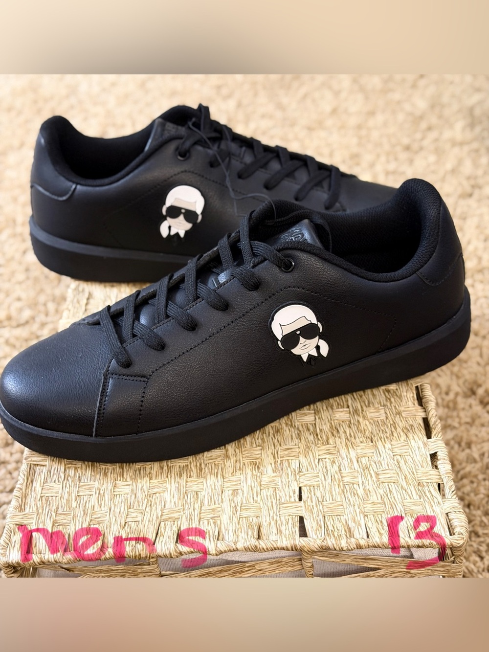 Karl Lagerfeld Black Low-Top Logo Sneakers